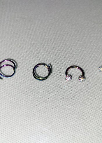 Renkli Kadın Piercing Seti Işıltılı Taşlı - Görsel 4