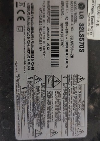 LG 32ls570s ekranı kırık televizyon - Görsel 3
