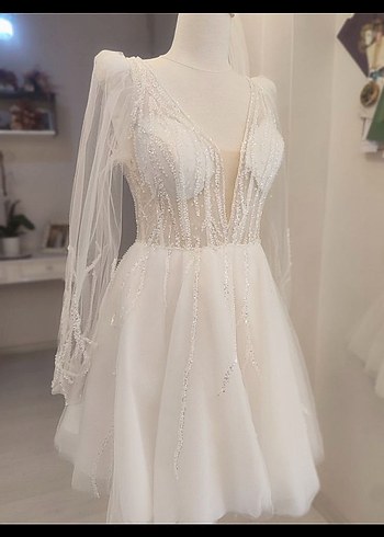 Taşlı özel tasarım after bride party kına elbisesi M/38
