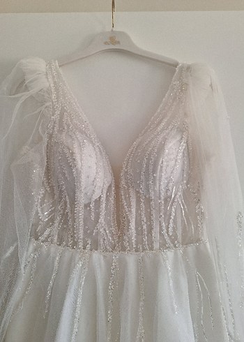 m Beden beyaz Renk Taşlı özel tasarım after bride party kına elbisesi M/38