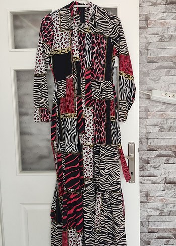 Zebra Desenli Uzun Bohem Elbise - Görsel 2