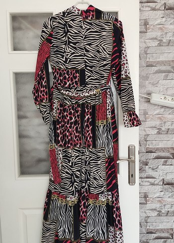Zebra Desenli Uzun Bohem Elbise - Görsel 4