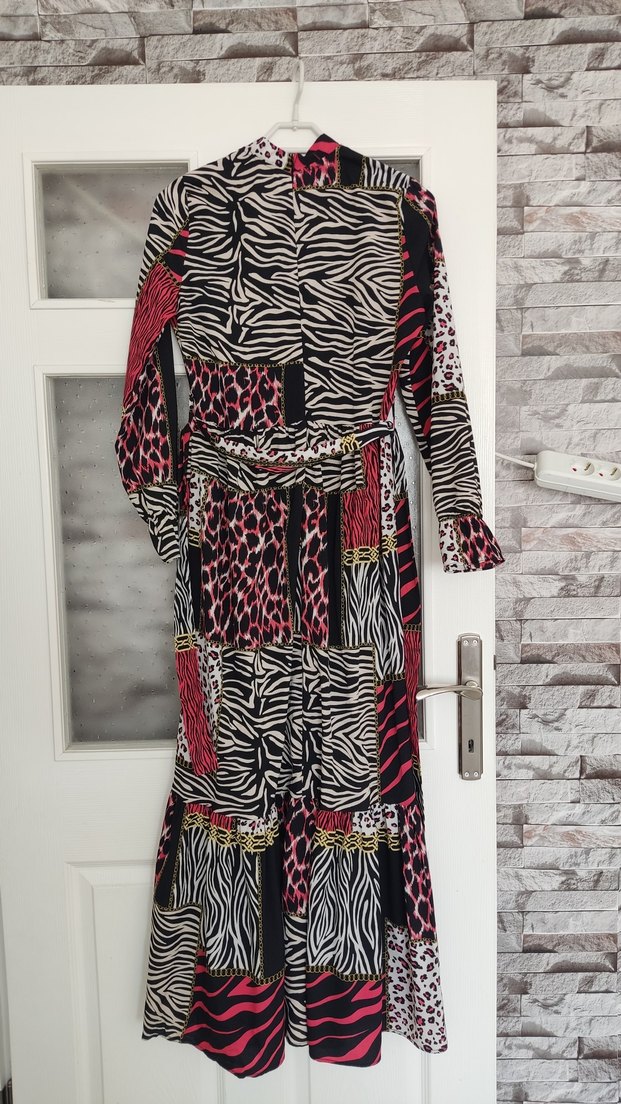 Zebra Desenli Uzun Bohem Elbise - Görsel 4