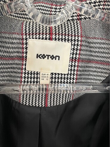 Koton Gri Ekoseli Blazer Ceket