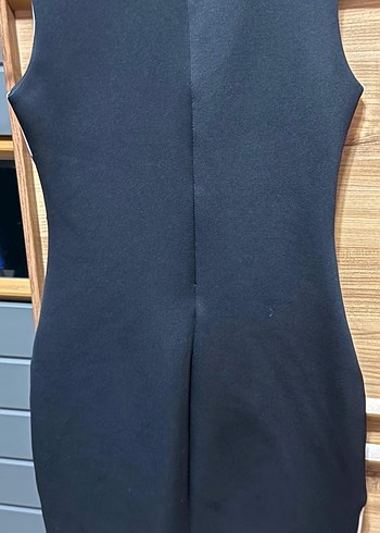 V Yaka Siyah Beyaz Zebra Desenli Mini Elbise - Görsel 2