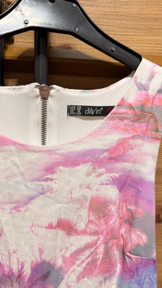 Pastel Renkli Batik Desenli Bohem elbise - Görsel 3