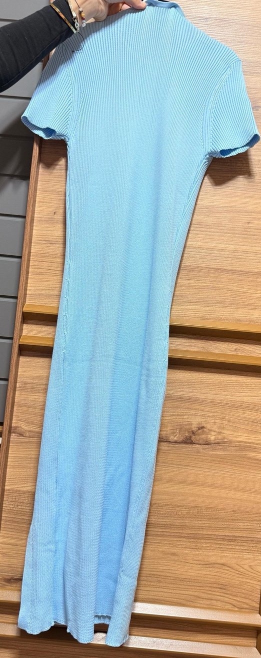 Mavi Örme Kadın Uzun Elbise - Görsel 2