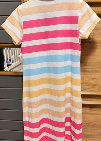 Renkli Çizgili Kadın Midi Elbise - Görsel 2