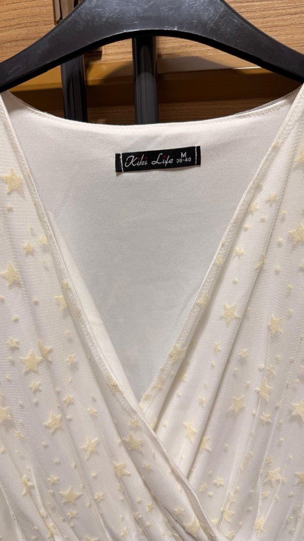 Uzun Kollu Beyaz Nakışlı Bohem Elbise - Görsel 3