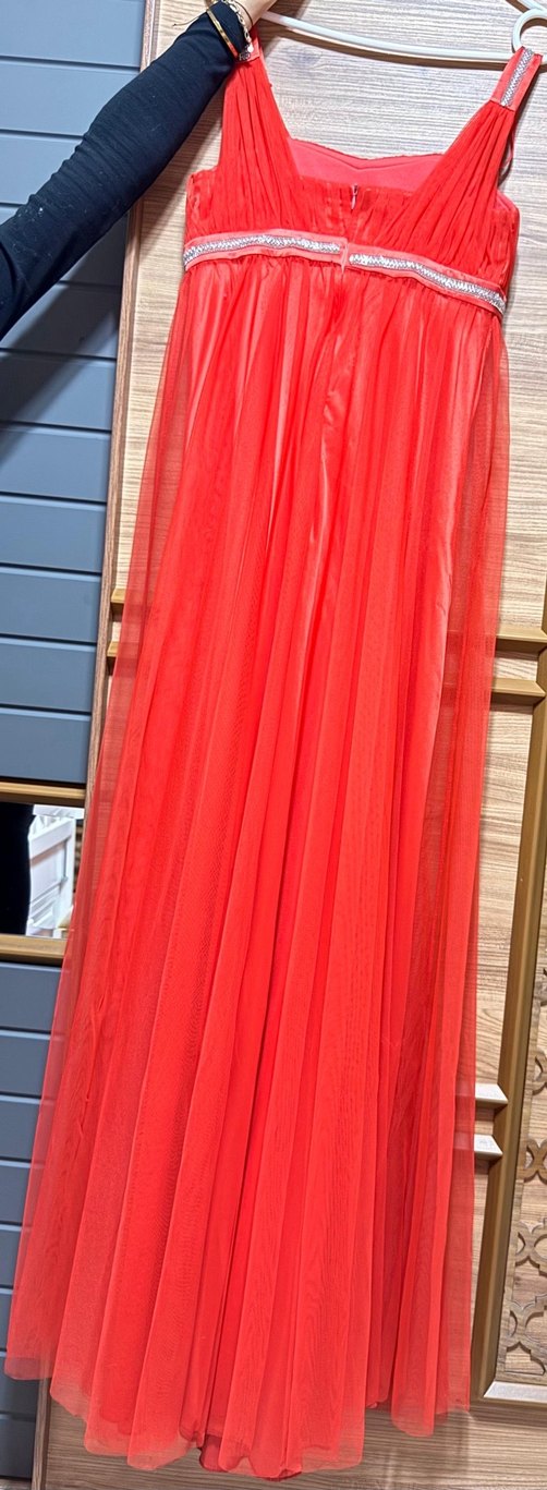 Kırmızı Uzun Drapeli Kadın abiye - Görsel 2