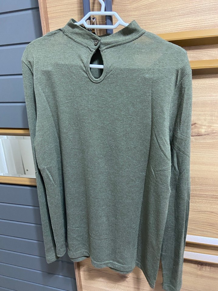 Yeşil Kadın Triko Uzun Kollu Sweatshirt - Görsel 2