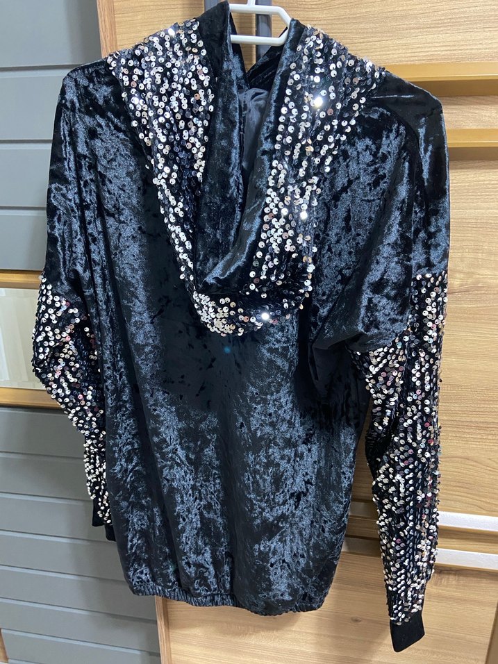 Payetli Siyah Kadın Sweatshirt - Görsel 2