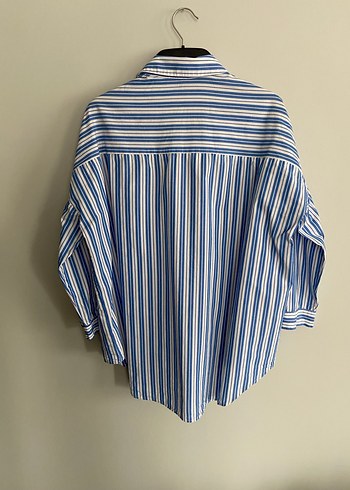 Mavi Çizgili Uzun Kollu Kadın Gömlek - Görsel 3