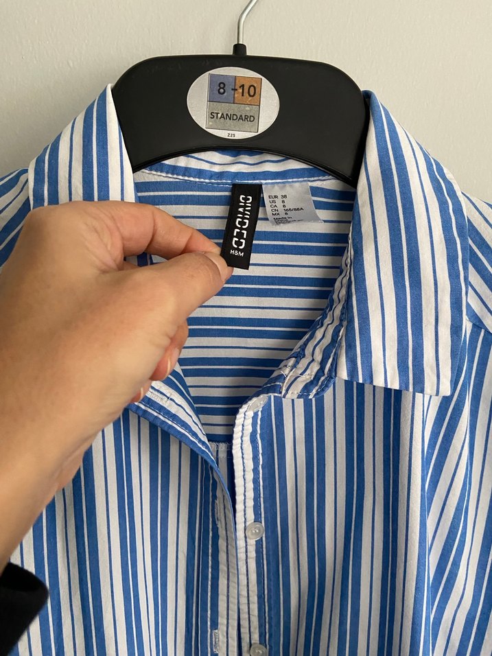 Mavi Çizgili Uzun Kollu Kadın Gömlek - Görsel 2