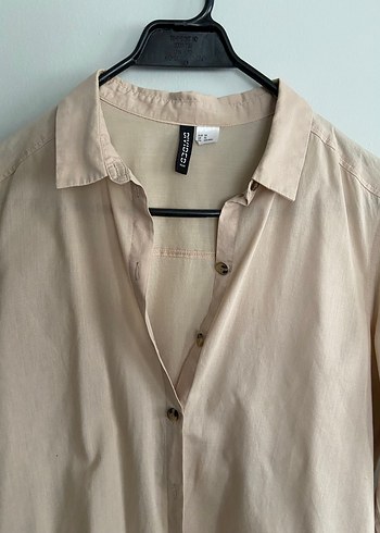Bej Uzun Kollu Keten Gömlek - Görsel 2