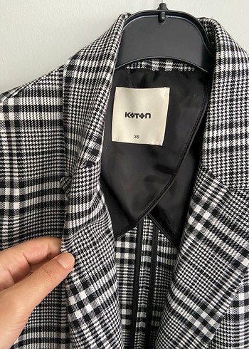 Düğmeli Gri Ekose Kadın Blazer Ceket - Görsel 2