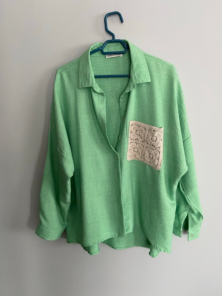 Yeşil Nakışlı Kadın Gömlek - Görsel 2