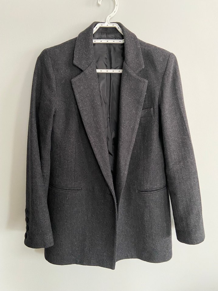 Gri Düğmeli Kadın Blazer Ceket - Görsel 2