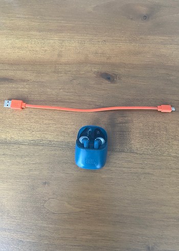 Mavi JBL Kablosuz Kulaklık ve Şarj Kablosu - Görsel 5