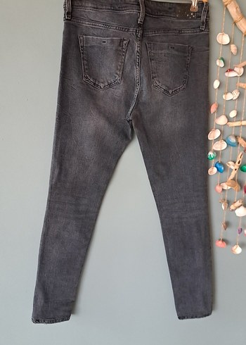 28 Beden gri Renk Gri Kadın Denim Pantolon