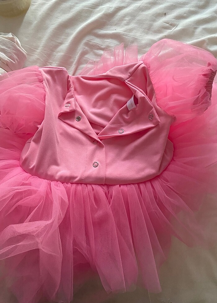 Çocuk tütülü pembe abiye - Görsel 3