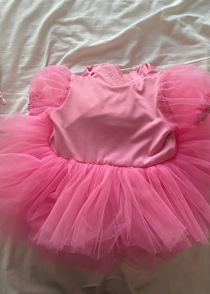 Çocuk tütülü pembe abiye - Görsel 2