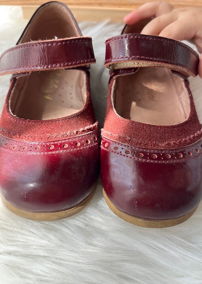 Bebbini hakiki deri bordo babet - Görsel 3