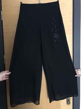 42 Beden Siyah şifon abiye bol pantolon
