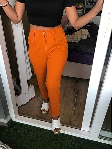 36 Beden turuncu Renk Turuncu havuç pantolon