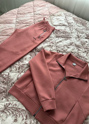 Fermuarlı Pembe Kadın Takım Eşofman - Görsel 4