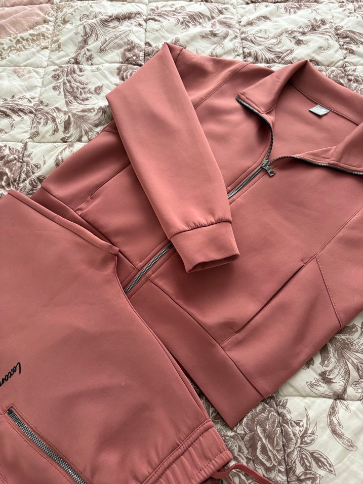 Fermuarlı Pembe Kadın Takım Eşofman - Görsel 3