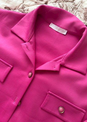 Pembe Düğmeli Kadın Takım Elbise - Görsel 3