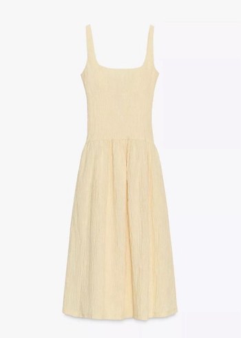 Zara Zara Butter Yellow Trend Midi Elbise