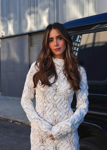 xs Beden beyaz Renk Zara Limited Edition Dantel Örgü Elbise