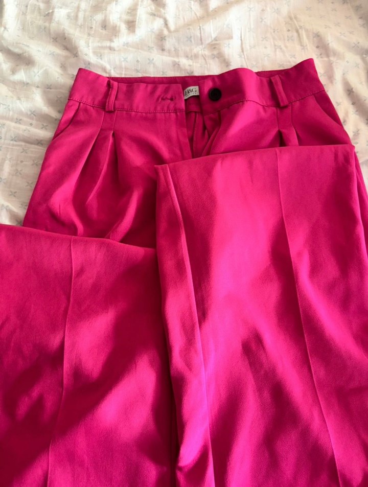 Pembe kumaş pantolon - Görsel 2