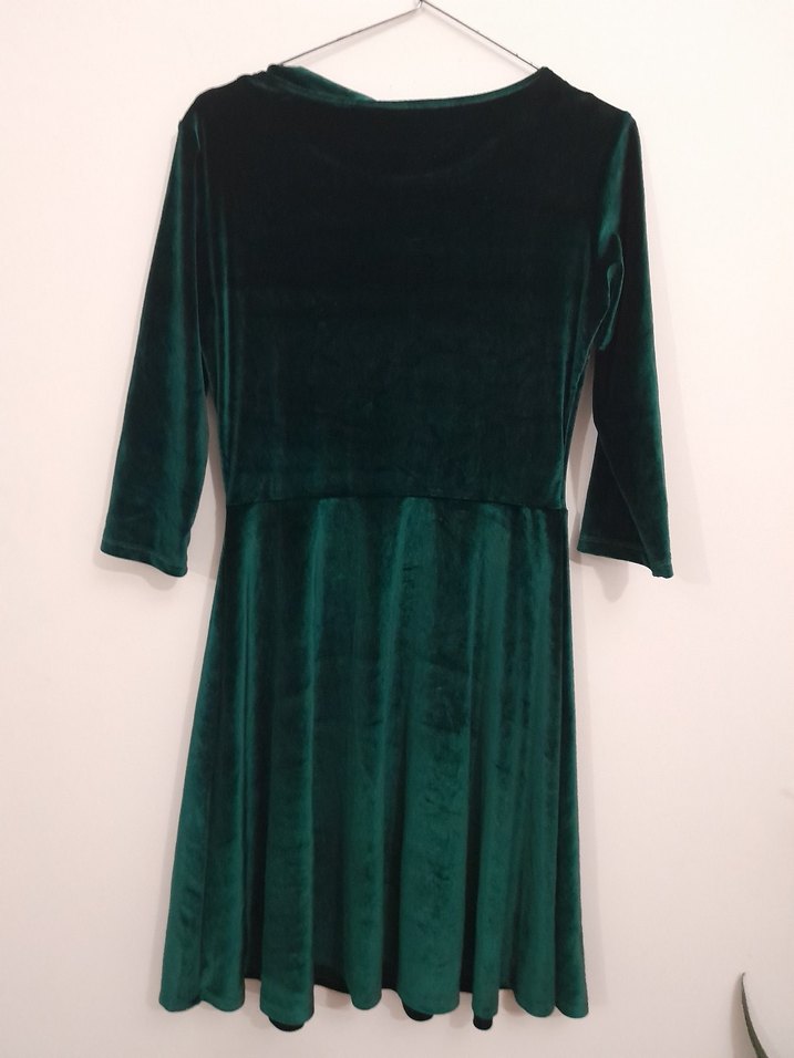 Yeşil Kadife Midi Elbise - Görsel 2
