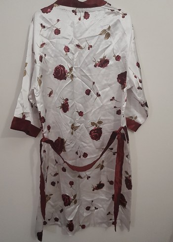 Bordo Çiçek Desenli Uzun Bohem Kadın Sabahlık - Görsel 2