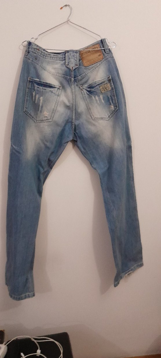 Gri Mavi Düğmeli Rahat Kesim Erkek Kot Pantolon32 340 - Görsel 2