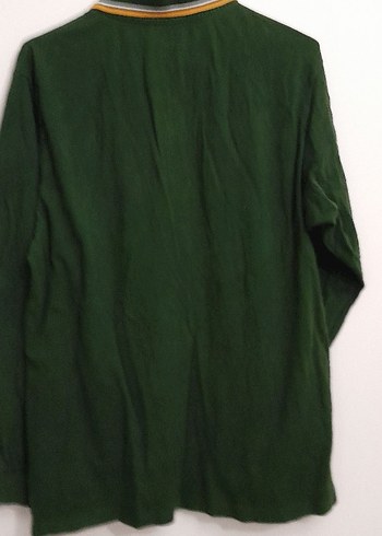 Erkek Yeşil Uzun Kollu Süet Polo Tişört - Görsel 2