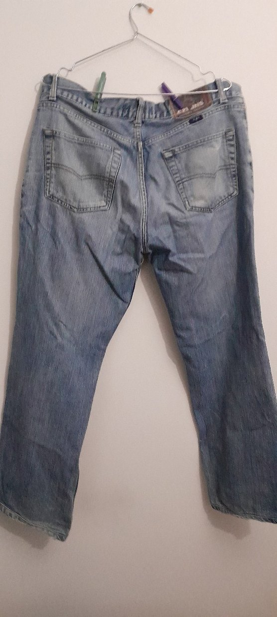 Erkek Gri Mavi Bol Kesim Denim Jean 33 32 - Görsel 2