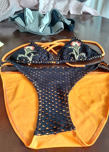 Diğer Nakışlı Mavi Bohem Bikini Takımı