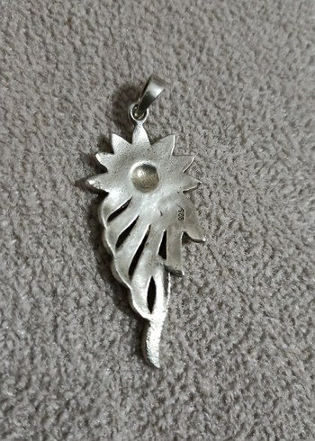 Boncuk İşlemeli Gri Bohem Kadın Kolye Ucu 925 gümüş - Görsel 2