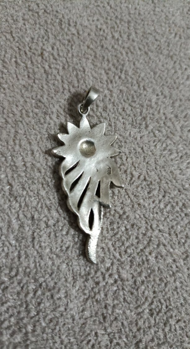 Boncuk İşlemeli Gri Bohem Kadın Kolye Ucu 925 gümüş - Görsel 2