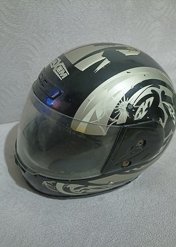 Maxem Baskılı Siyah Gri Motosiklet Kaskı - Görsel 2