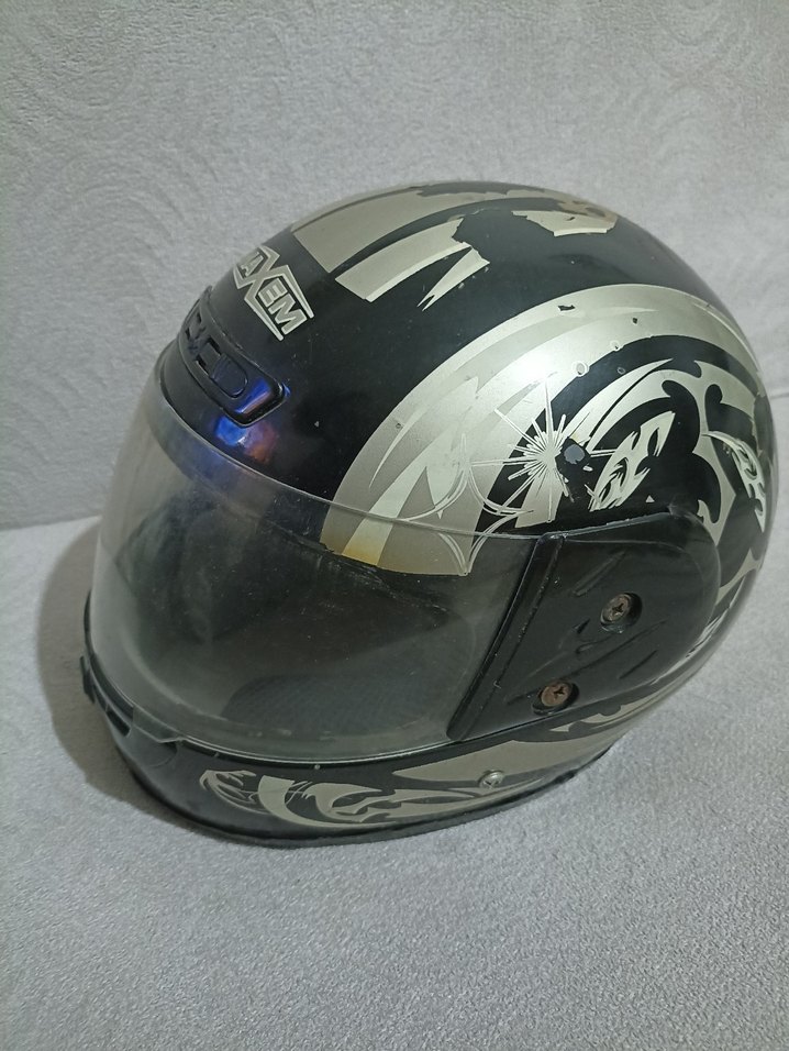 Maxem Baskılı Siyah Gri Motosiklet Kaskı - Görsel 2