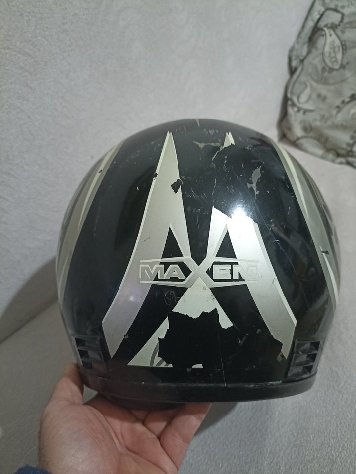 Maxem Baskılı Siyah Gri Motosiklet Kaskı - Görsel 5