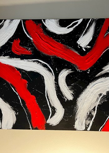 Kırmızı Beyaz Siyah Soyut Tablo - Görsel 2