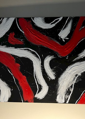 Kırmızı Beyaz Siyah Soyut Tablo - Görsel 7