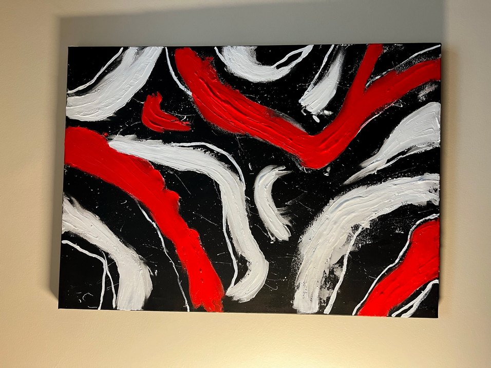 Kırmızı Beyaz Siyah Soyut Tablo - Görsel 2