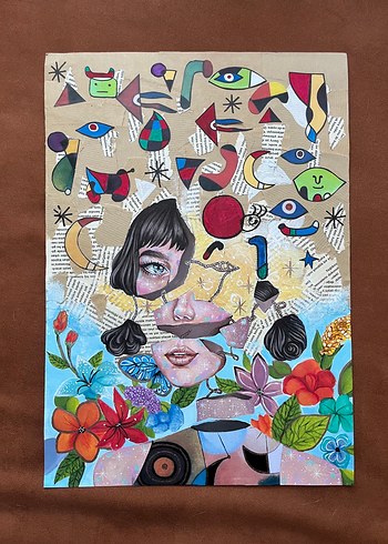 Renkli Soyut Kadın Portresi Tablosu - Görsel 3